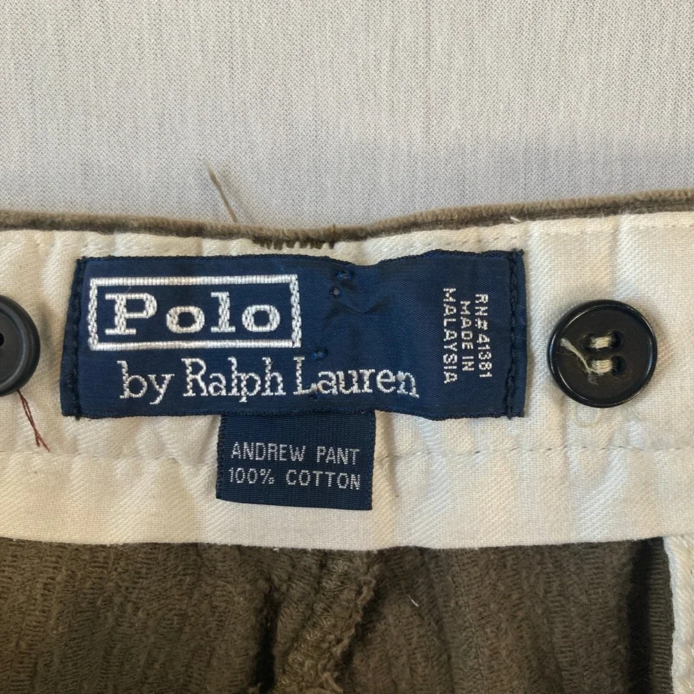 VTG Polo Ralph Lauren Andrew Pant CORDUROY Men 36x34 (Fit 33x28) Brown Preppy